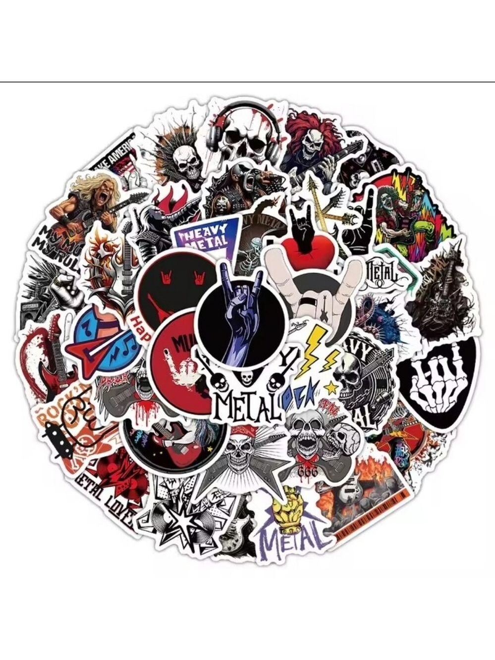 2/$10 25 Piece Heavy Metal Rocker Punk Sticker Set